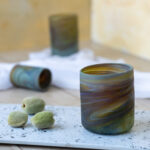 Wide Phoenician Glass With Silver Accents