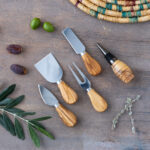 Olive Wood Knife Cheese Kettle (set of four)