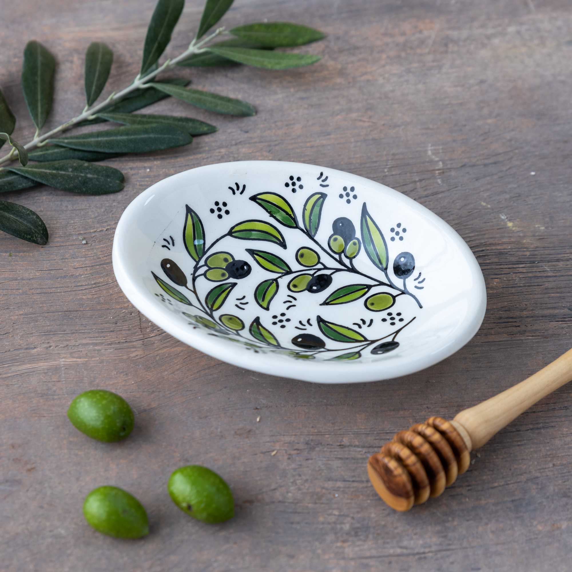 Handmade Olive Oval Ceramic Plate Handmade Olive Oval Ceramic Plate - Image 1