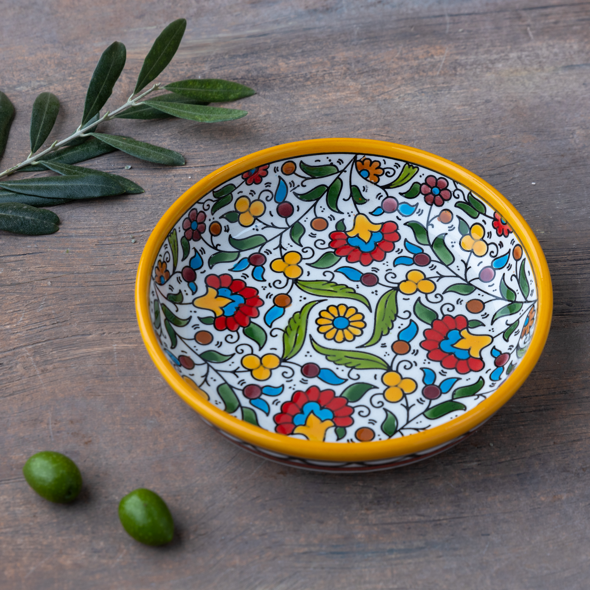 Handmade Yellow Ceramic Floral Plate Handmade Yellow Ceramic Floral Plate - Image 1