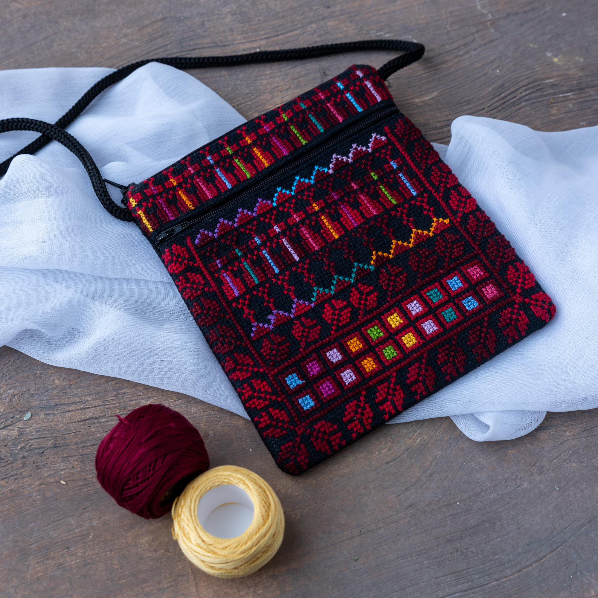 Handmade Red Embroidered Shoulder Bag Handmade Red Embroidered Shoulder Bag - Image 1