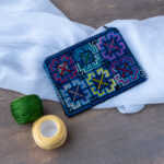 Two sided embroidery Blue Purse