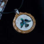 Holy Land Stone Pendant With Olive Wood(Mother Of Pearl Peace Dove)