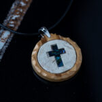 Holy Land Stone Pendant With Olive Wood(Mother Of Pearl Cross)