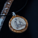 Holy Land Stone Pendant with Olive Wood Frame(Holy Family)
