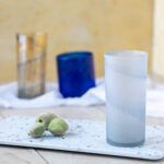 Hand-Blown Shimmering Matte Blue Glass