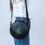 Hand Embroidered Olive Branch Round Sling Bag