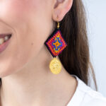 embroidery earring with coin
