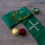 Green Embroidered Stole with Wheat