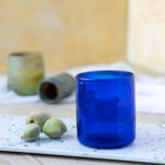 Hand-Blown Short Blue Glass