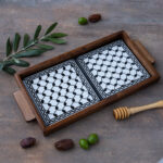 Handmade Ceramic Tray With Two Kufiya Pattern Tiles