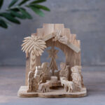Medium Bethlehem Olive Wood Nativity Grotto With Star