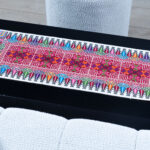 Five-Square Pine Embroidery Table Runner – White