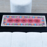 Five-Square Pine Embroidery Table Runner – White - Image 2