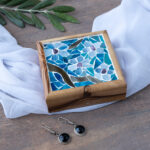 Olive Wood Box With Almond Flower Mosaics Top
