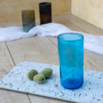 Hand-Blown tall Blue Glass - Image 2