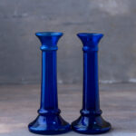 Tall Blue Glass Candle Holders