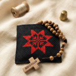 Olive Wood Rosary with Embroidery Case