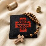 Olive Wood Rosary with Embroidery Case - Image 3