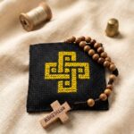 Olive Wood Rosary with Embroidery Case - Image 2