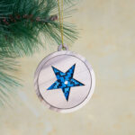 Handcrafted Olive Wood Christmas Star with Embroidery - Image 2