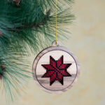 Handcrafted Olive Wood Christmas Star with Embroidery